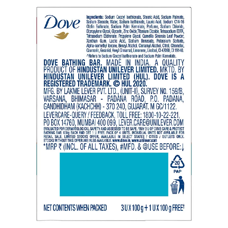 Dove Care and Protect Bathing Soaps (3+1 Free Combo), 100 g-2.webp